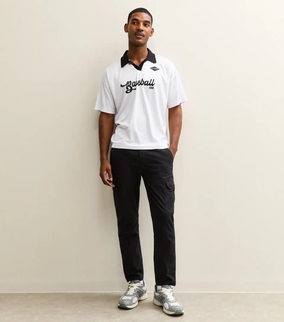 Men's Black Slim Tapered Cargo Trousers
