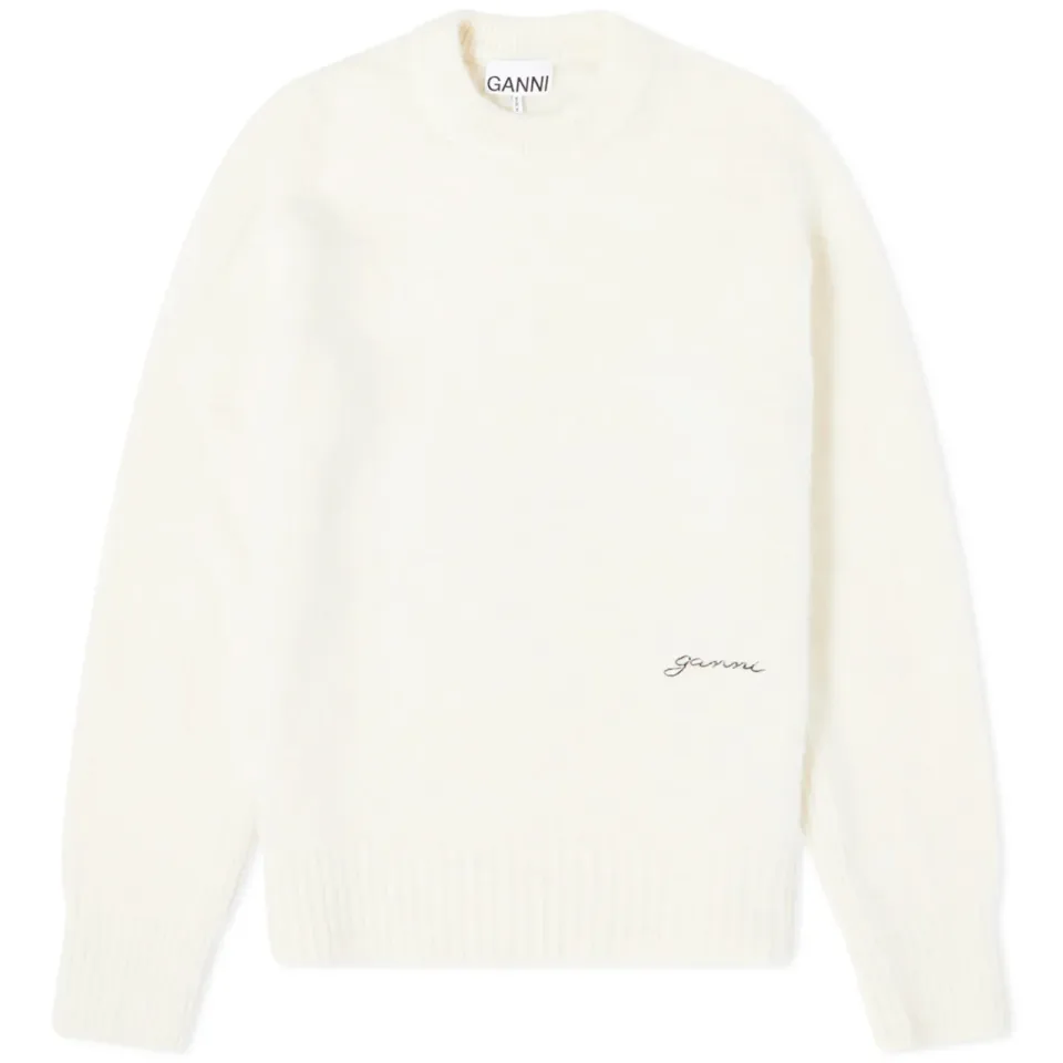 Brushed Aplaca O-Neck Logo Knit