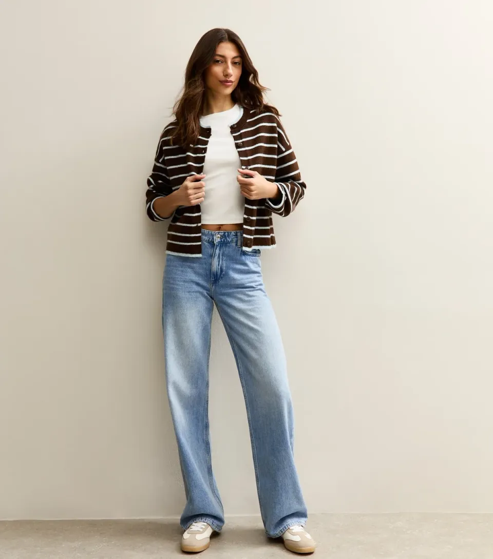 Women's Tall Mid Blue Low Rise Wide Leg Jeans
