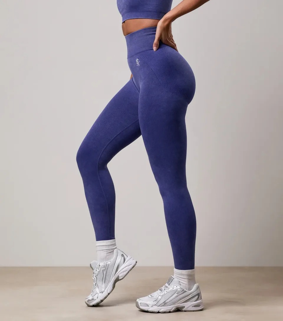 Women's Bright Blue Seamless Rib Leggings
