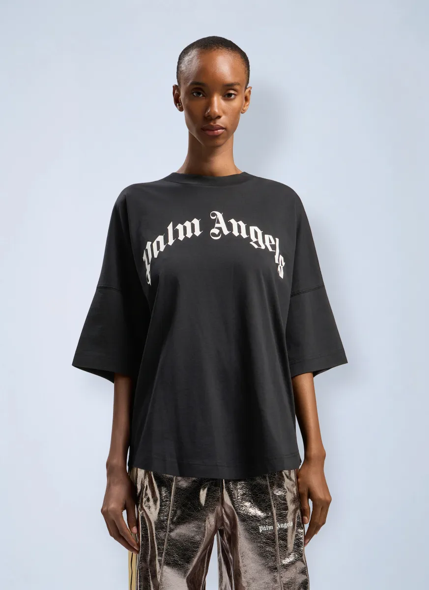 Curved Logo Over T-Shirt