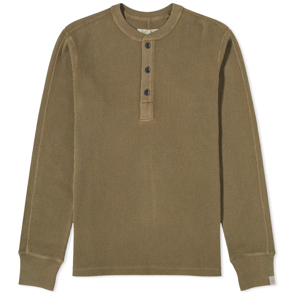 Long Sleeve Garment Dyed Waffle T-Shirt