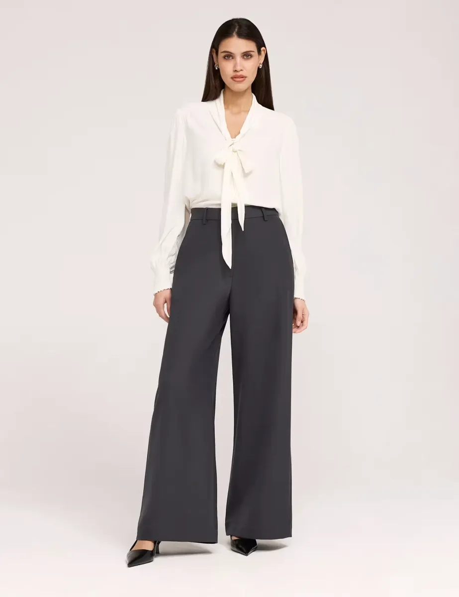 Twill Wide Leg Trouser Charcoal