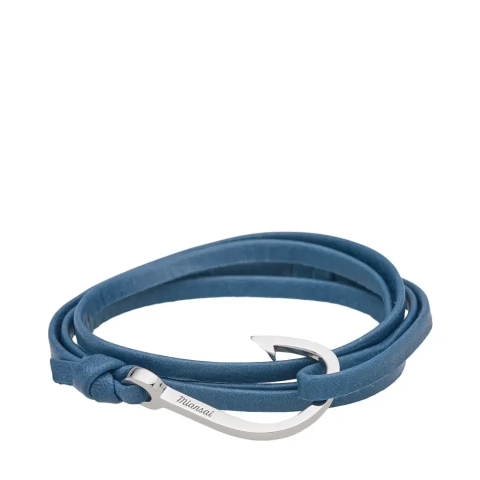 Silver Hook Leather Bracelet