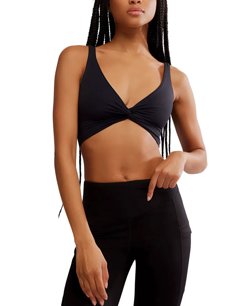 Never Better Cotton Rich Non Wired Sports Bra Black