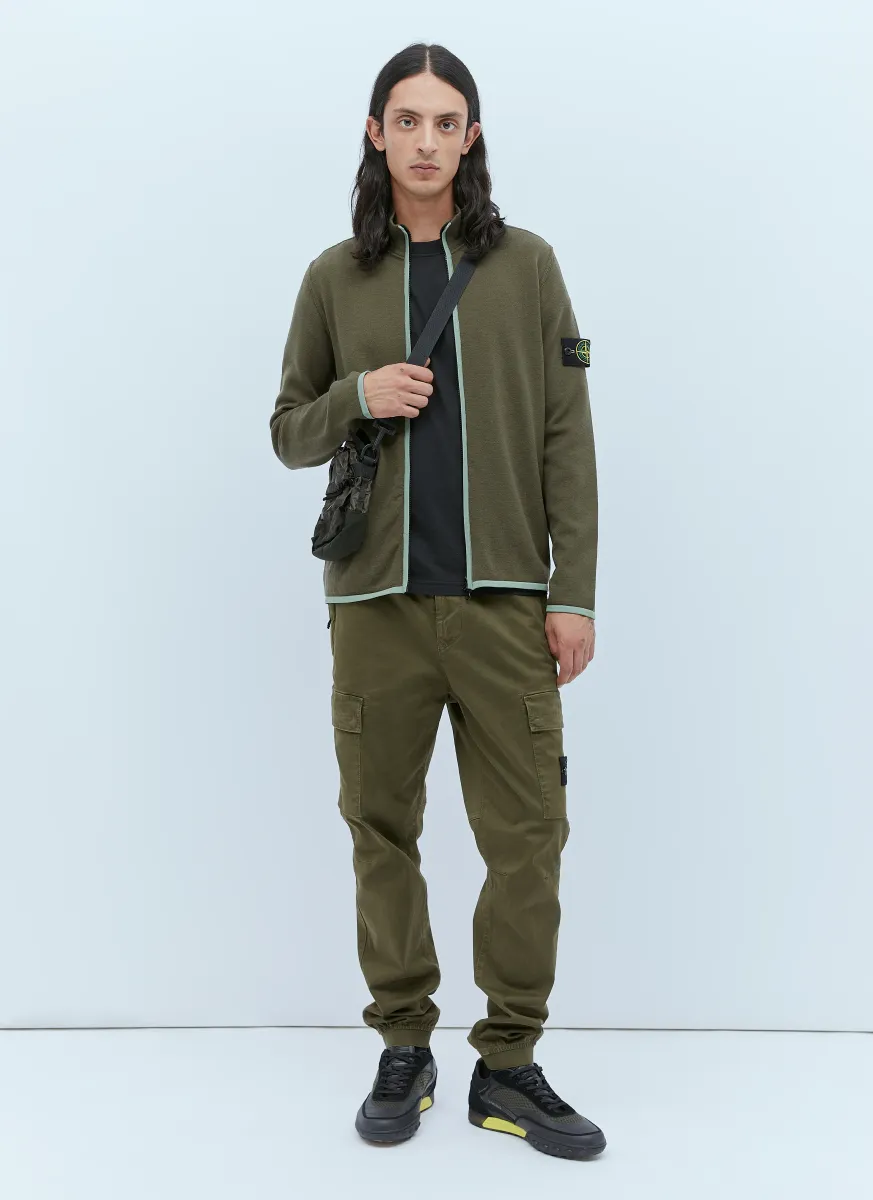 Zip-Up Compass Patch Knit Sweater
