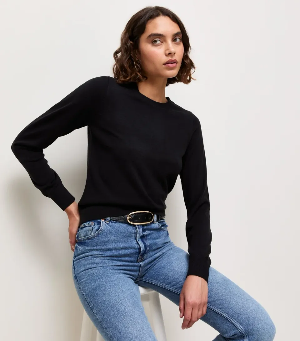 Women's Tall Black Fitted Jumper