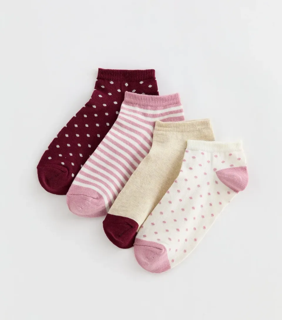 Pack of 4 Multicolour Patterned Trainer Socks