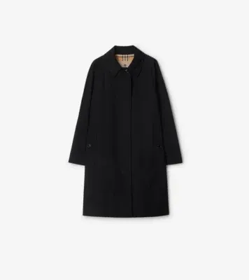 Mid-length Camden Heritage Car Coat in Black - Women, Cotton Gabardine