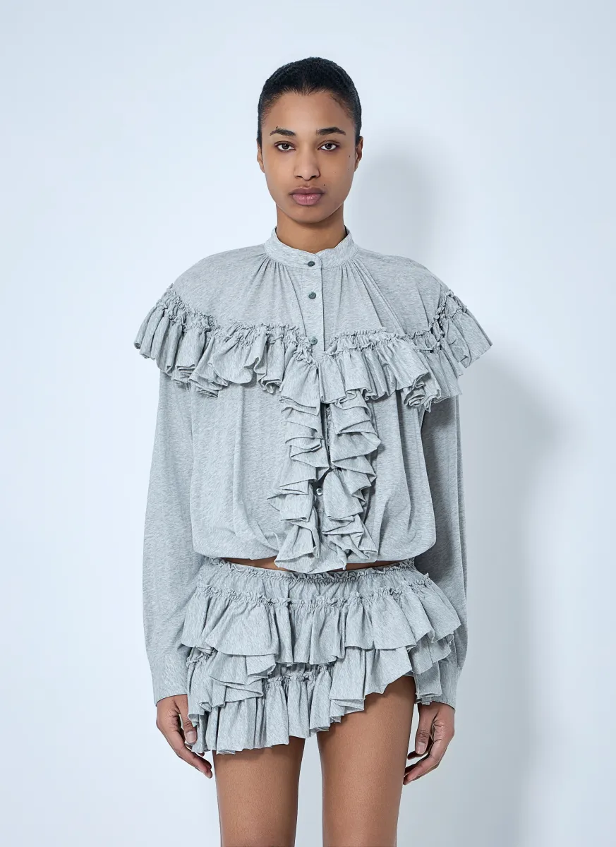 Ruffled Cotton Jersey Shirt