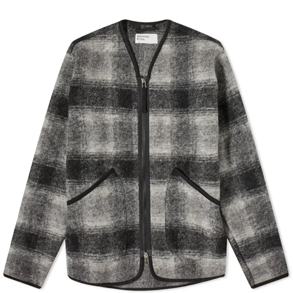 Wool Fleece Check Zip Liner Jacket
