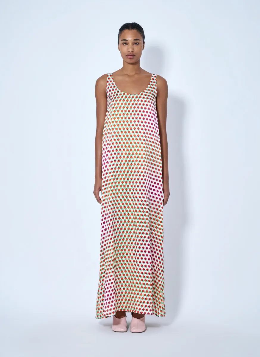 Draz Polka-Dot Silk Maxi Dress