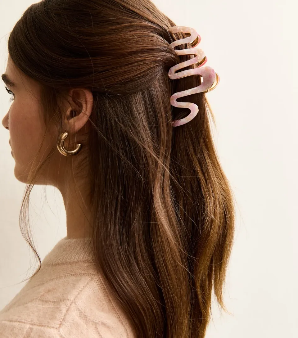 Pink Marble Print Wiggly Hair Clip