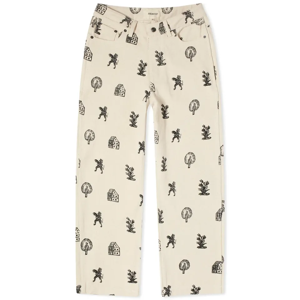Woodcut Printed Jeans