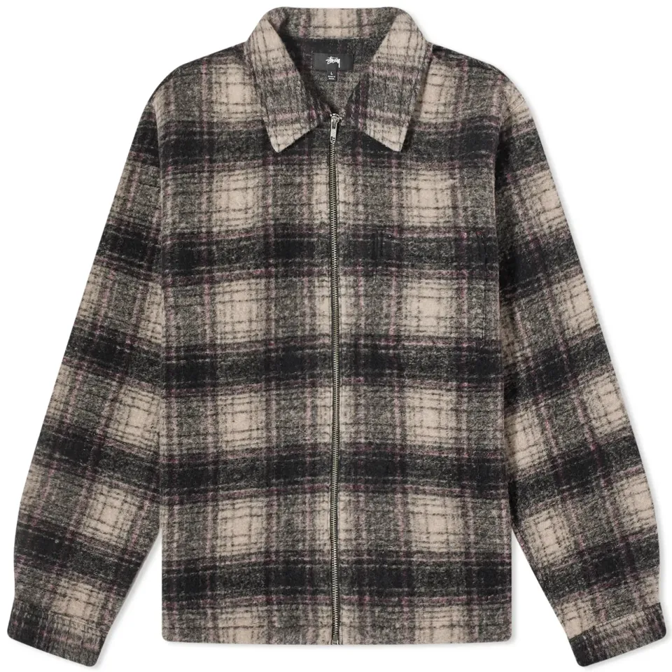 Wool Plaid Zip Shirt