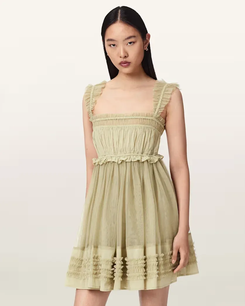 Angela Gathered Frill Mini Dress