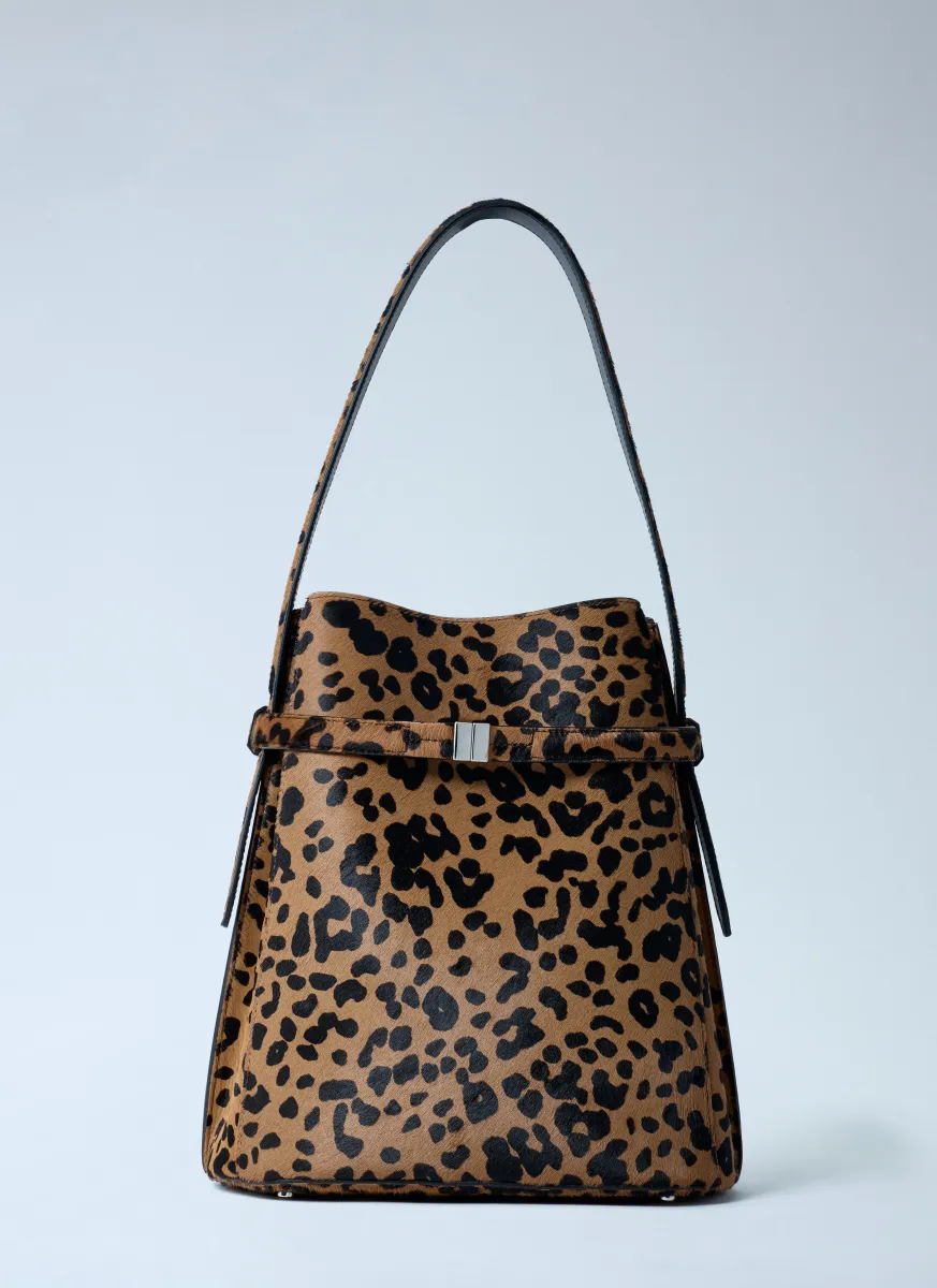 Belted Pony-Hair Bucket Bag
