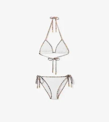 Check Trim Bikini in White - Women, Nylon
