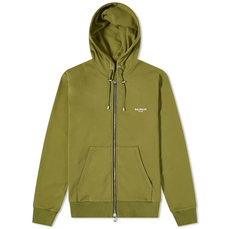 Zipped Flocked Hoodie