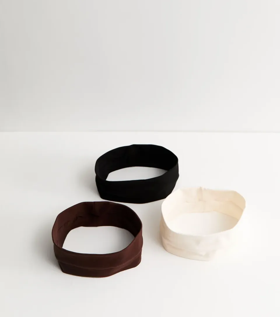 Pack of 3 Brown Stretchy Headbands