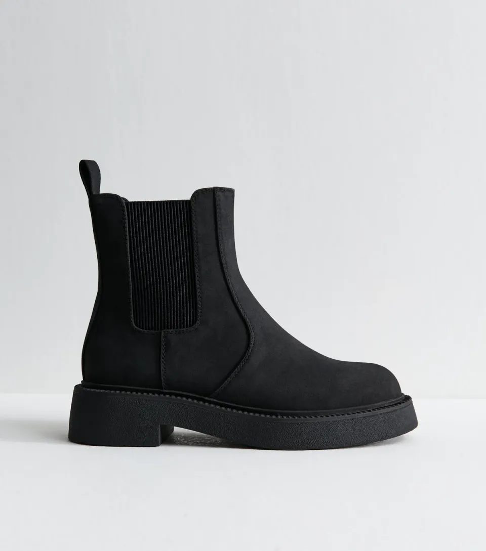 Women's Black Faux Suede Ankle Boots Vegan