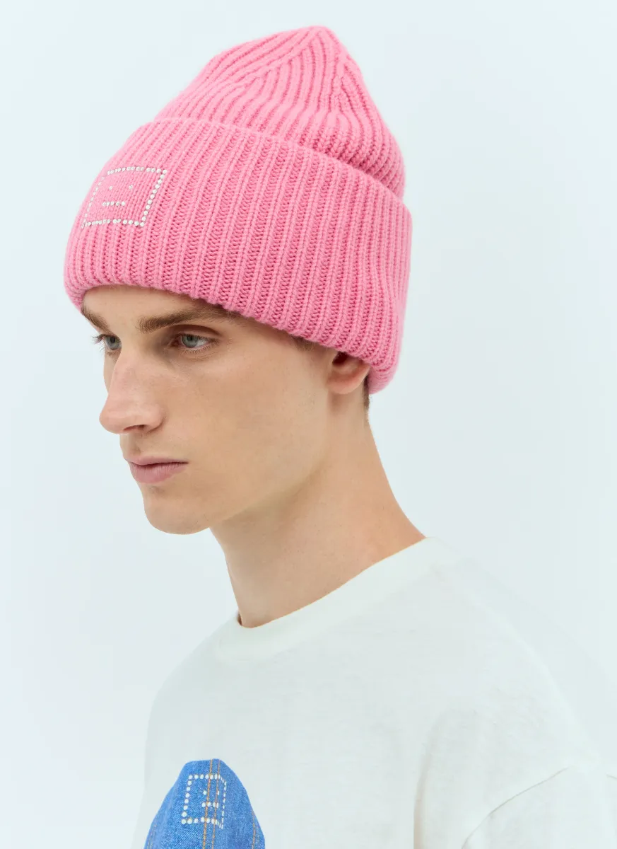 Embellished Face Logo Beanie Hat