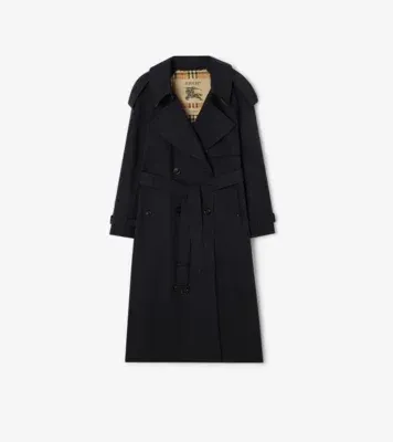Long Gabardine Fitzrovia Trench Coat in Coal blue - Women, Cotton Gabardine