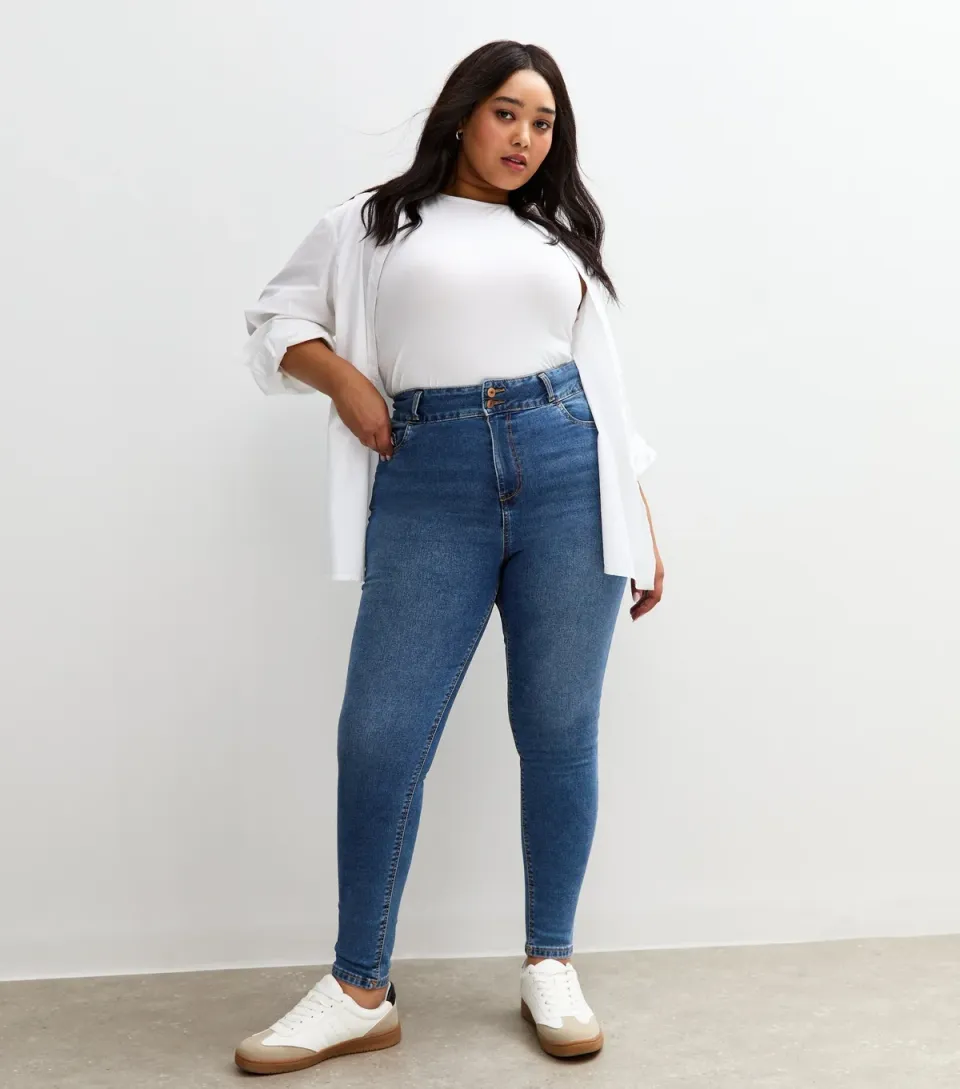Women's Plus Size Blue Yazmin High Waisted Slim Leg Jeans Curves
