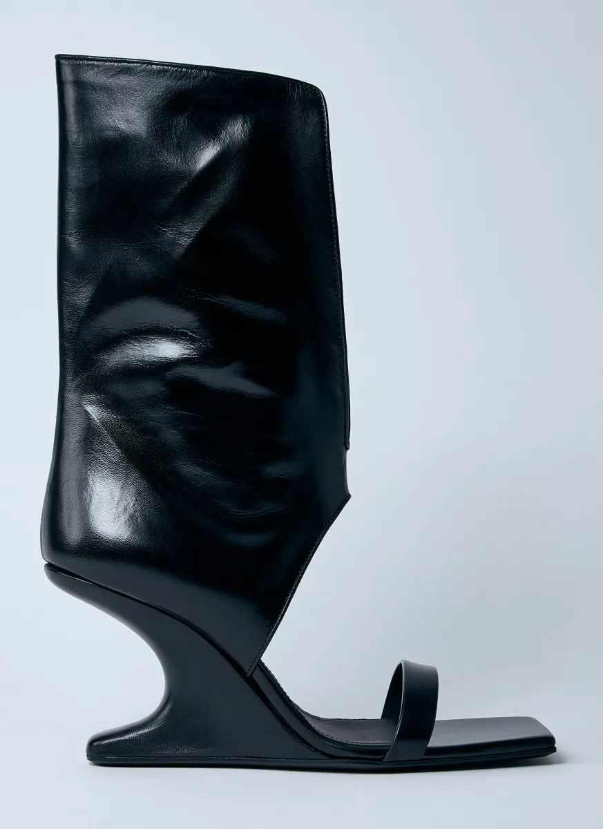 Leather Winged Wedge Sandals