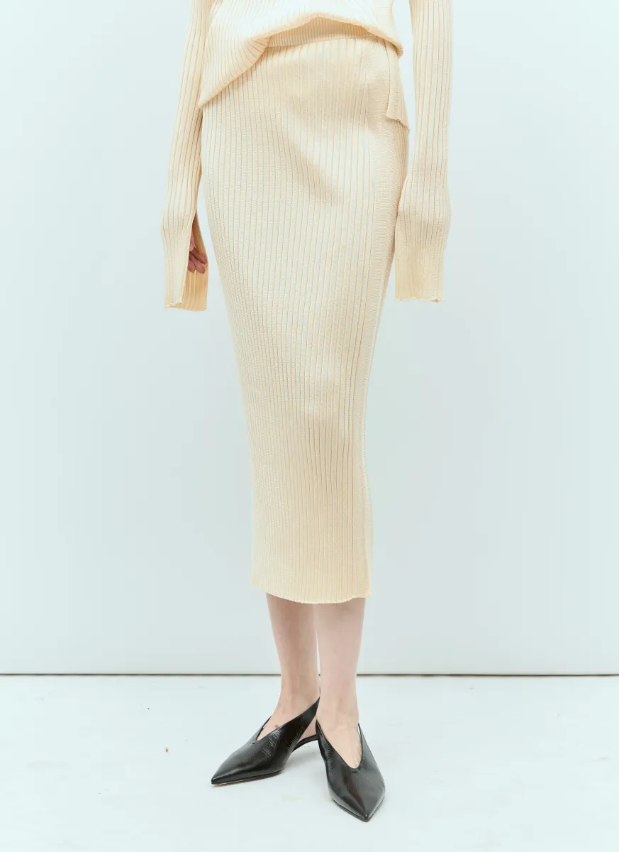 Rib Knit Midi Skirt