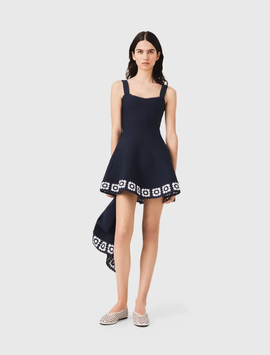 Dress with crochet panels