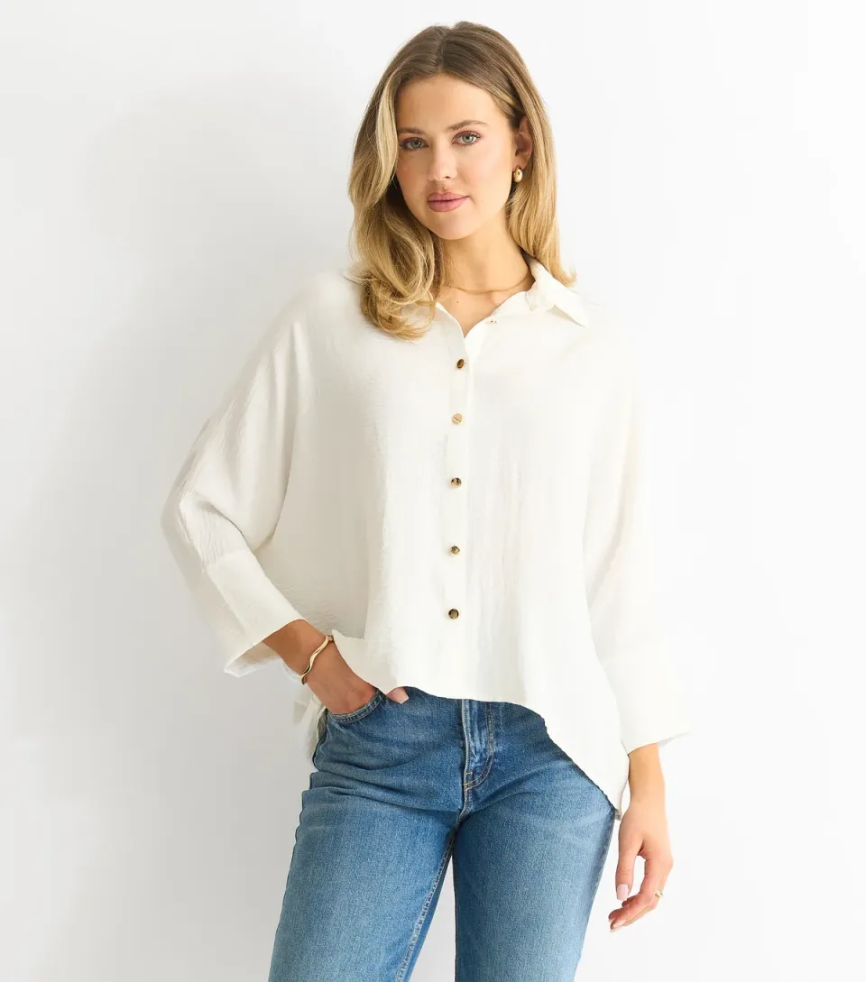 Women's White Oversized Blouse