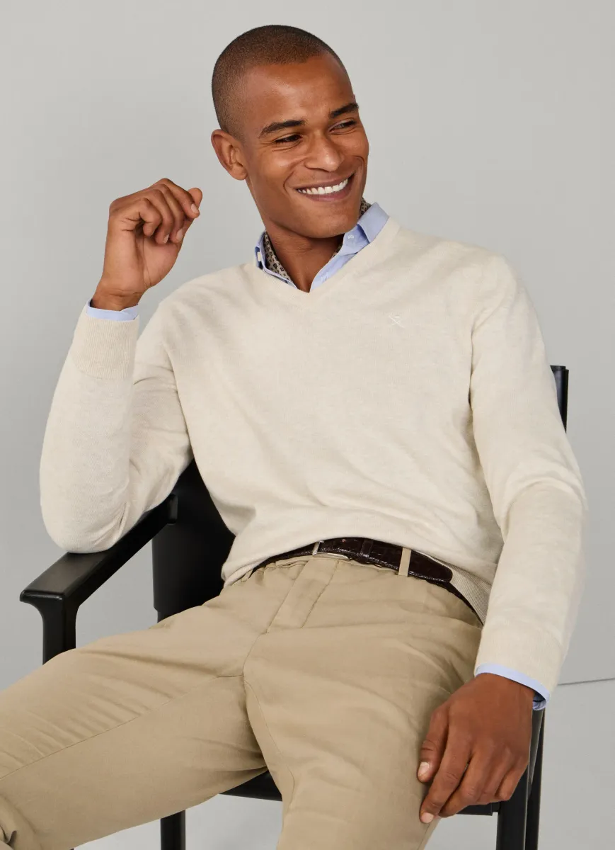 Cotton-Silk V-Neck Jumper