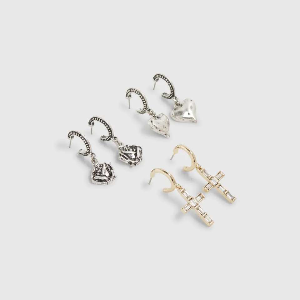 Cross And Heart Earring Multipack
