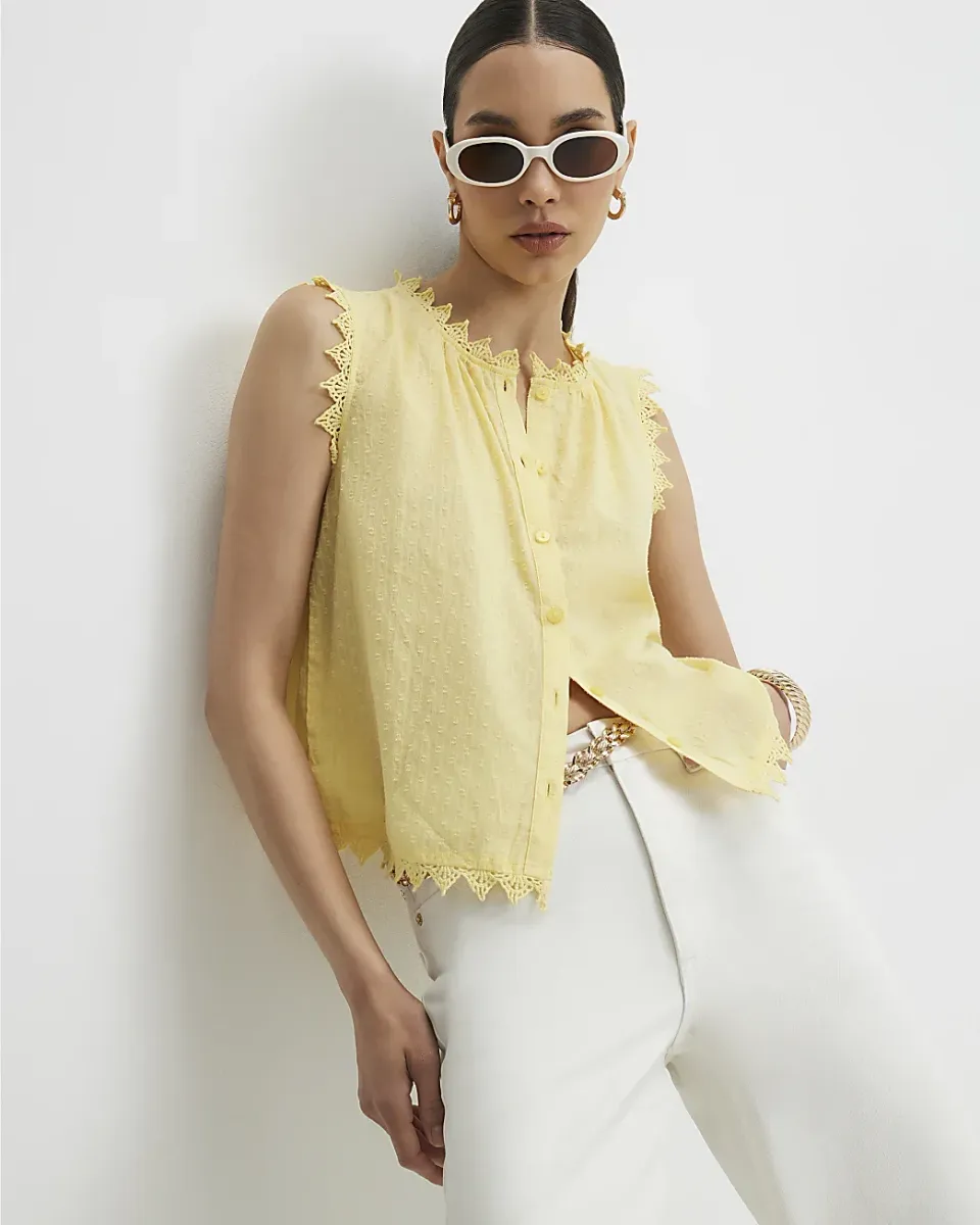 Cotton Sleeveless Textured Blouse