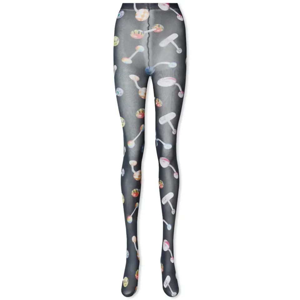 All Over Pierce Printed Tights