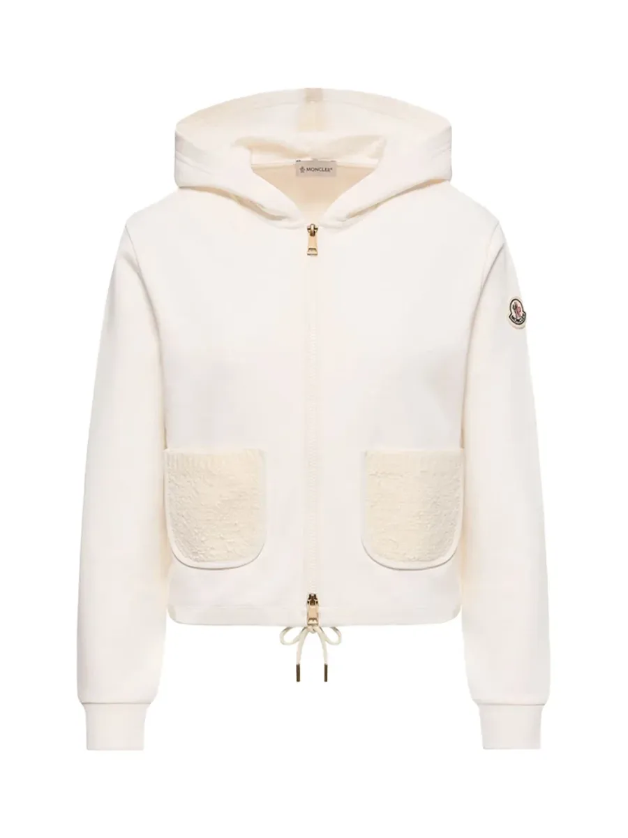 Women Cotton Blend Zip-Up Sweatshirt White
