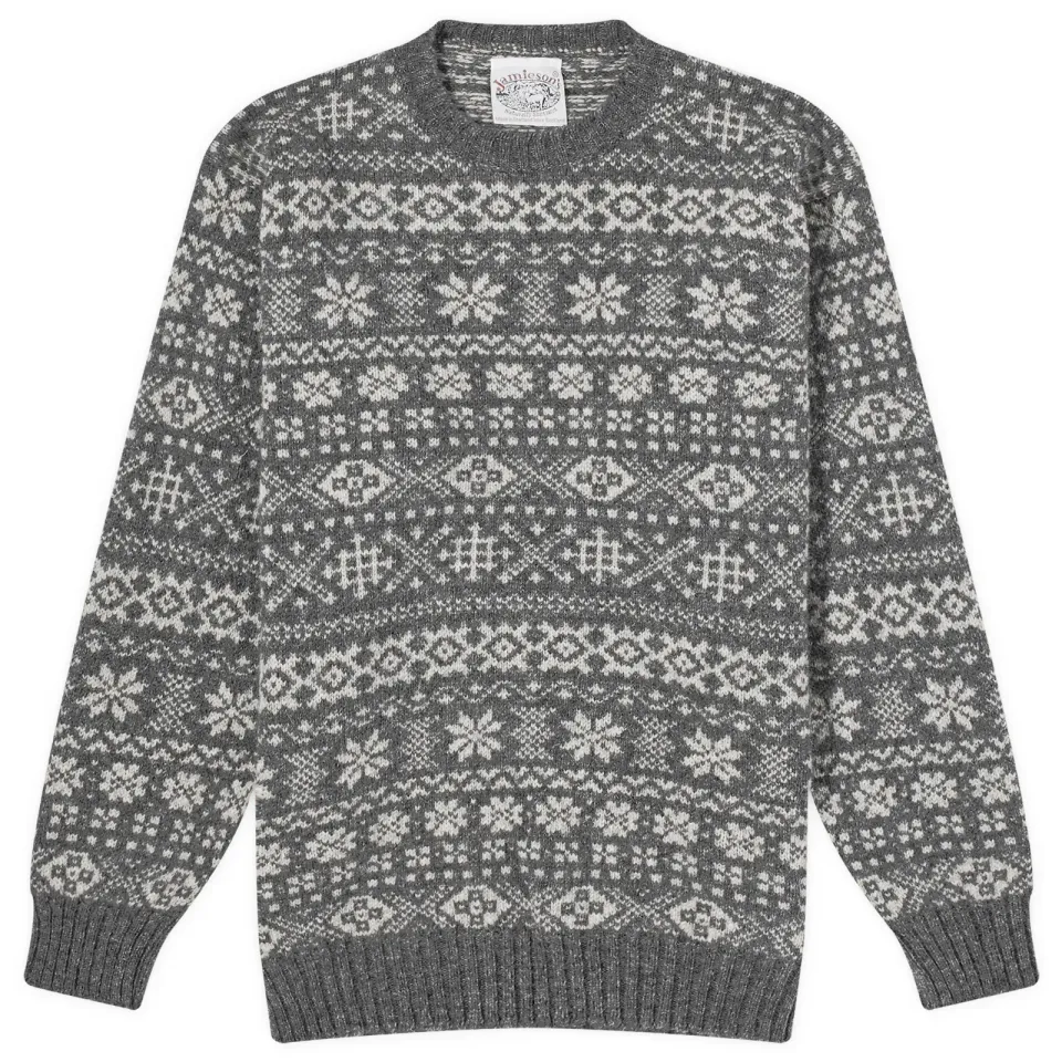 Jamieson's of Shetland Snowflake Fair Isle Crew Knit