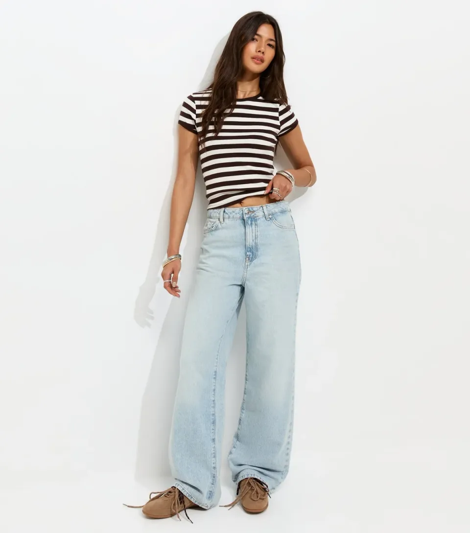Women's Blue Adalae High Waisted Wide Leg Jeans