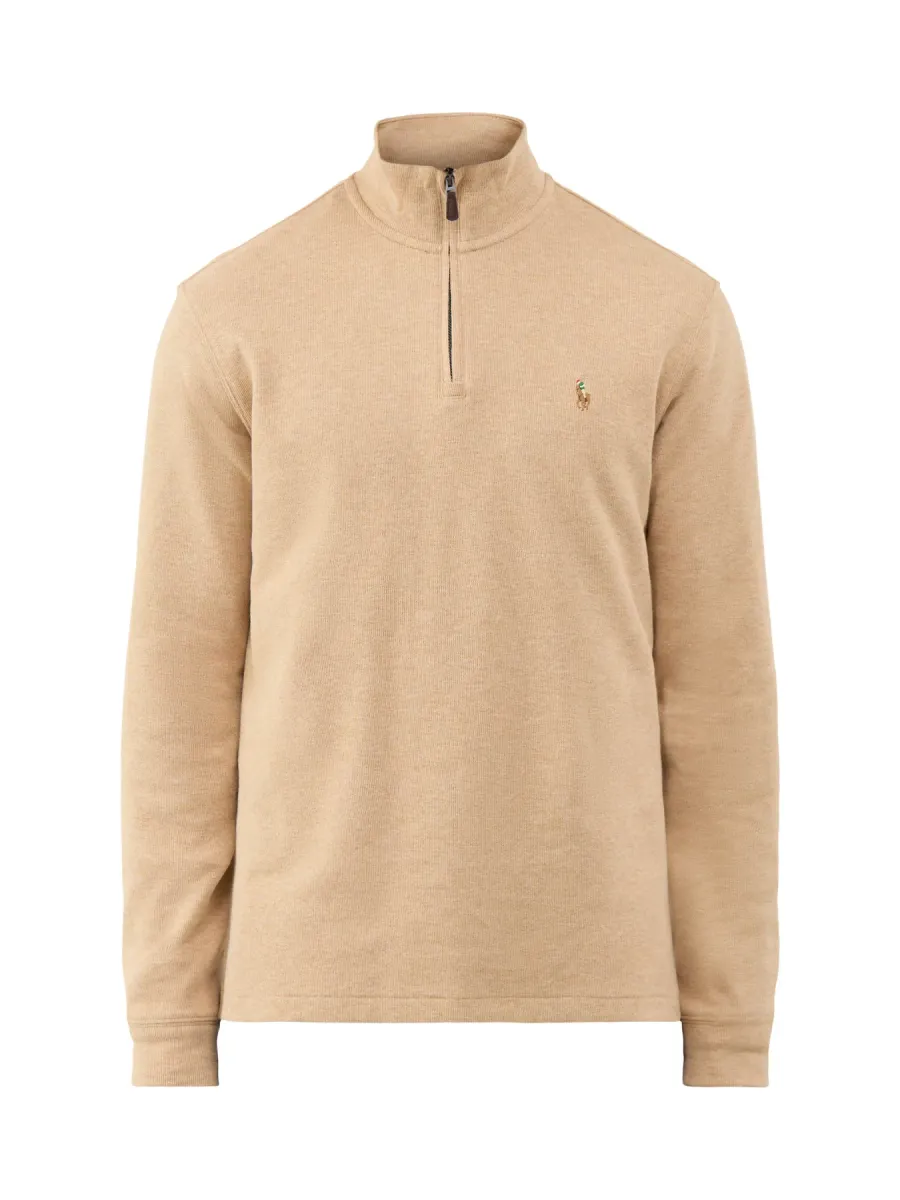 Rib Cotton Quarter Zip Sweatshirt
