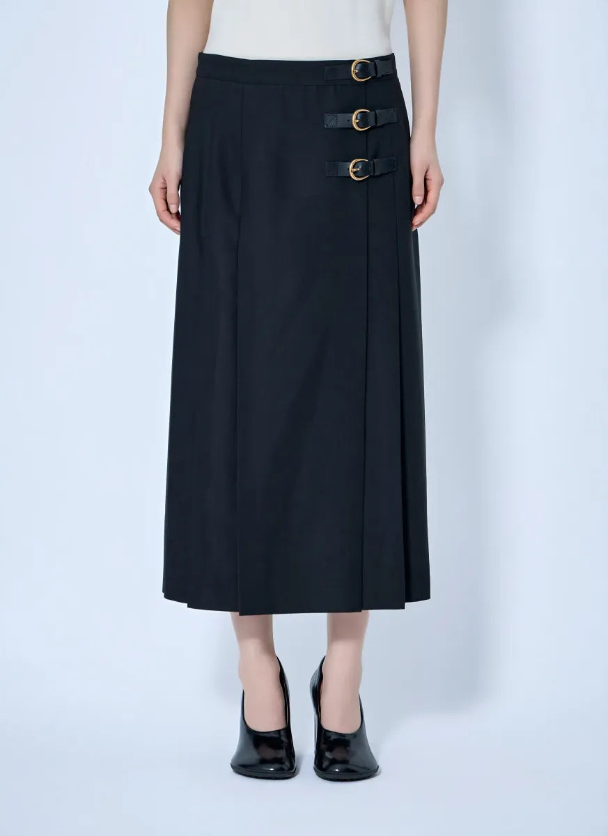 Virgin Wool Skirt with Buckles