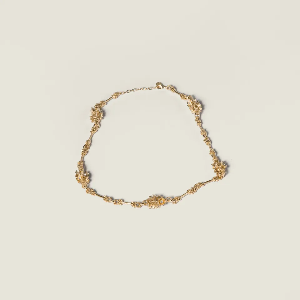 Metal necklace with crystals