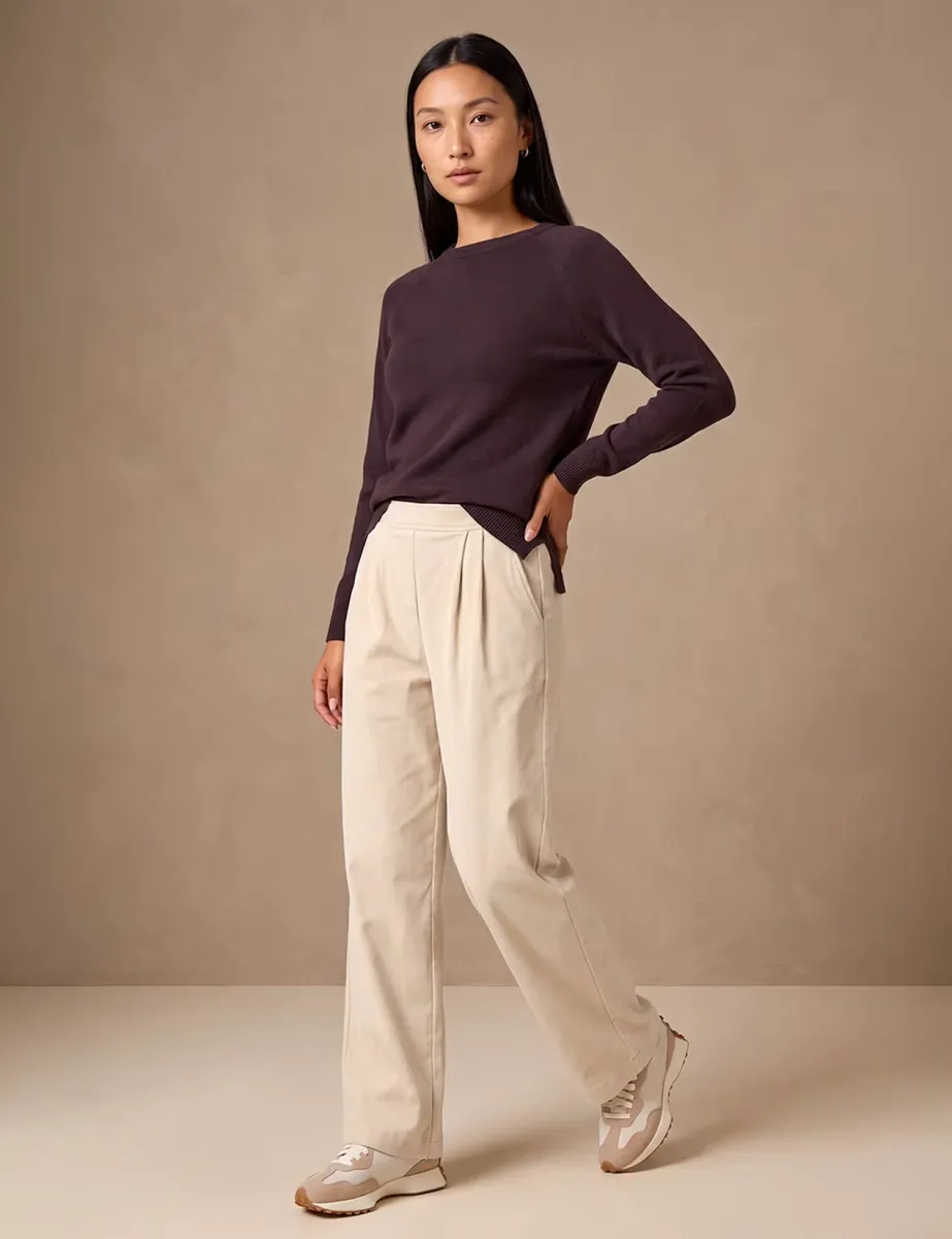 Cord Wide Leg Trousers Natural Mix