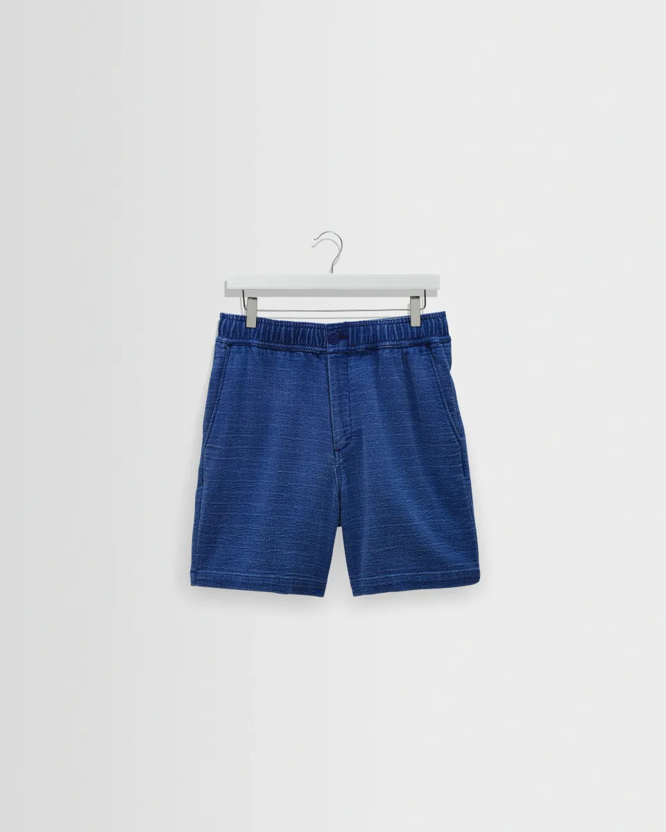 Kurt - Indigo Dobby Textured Organic Cotton Shorts
