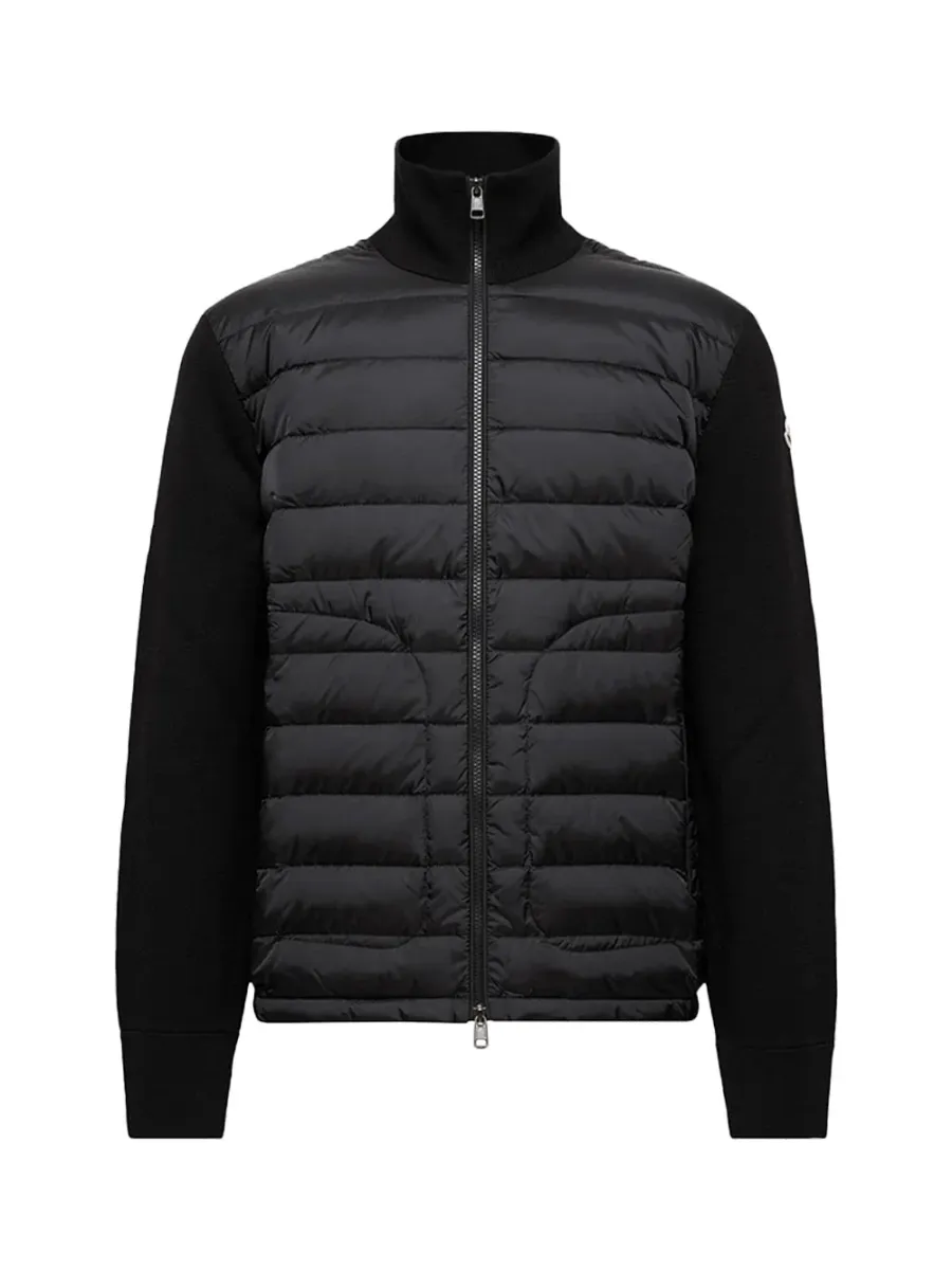 Men Padded Zip-Up Cardigan Black