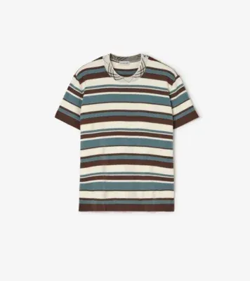 Striped Wool Blend T-shirt in Blue