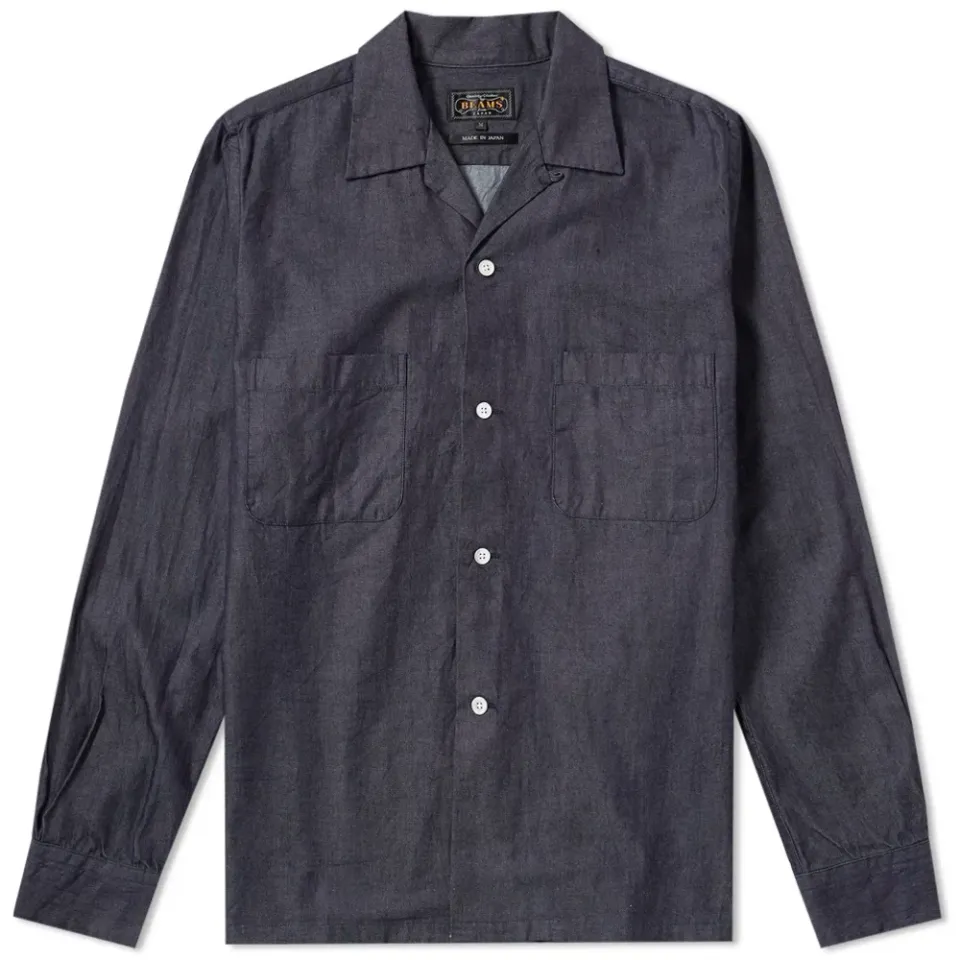 Open Collar Denim Shirt