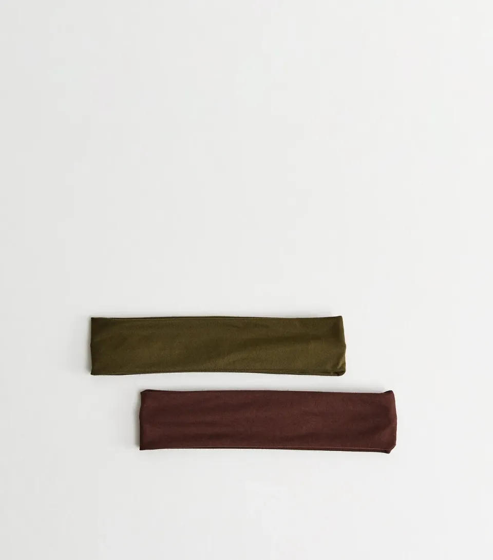 Pack of 2 Green and Brown Stretchy Headbands