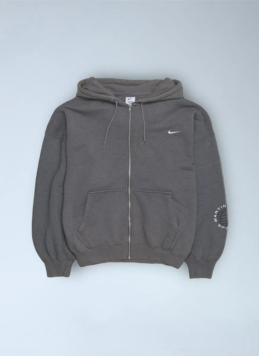 Logo Motif Hooded Zip-Up Sweatshirt