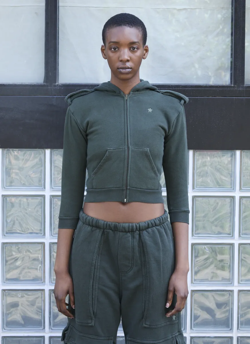 Shrunken Military Hooded Sweatshirt